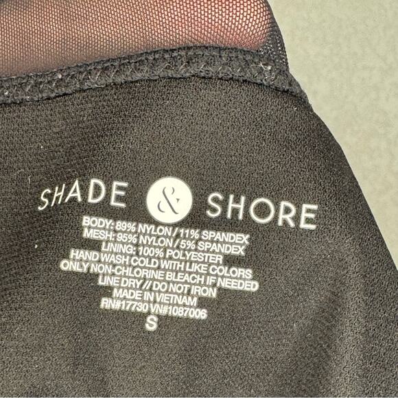 Shade & Shore High Waist Black Mesh Inset Bikini Swimsuit Bottoms - Picture 3 of 3